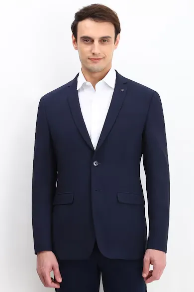 Men Navy Slim Fit Solid Formal Blazer